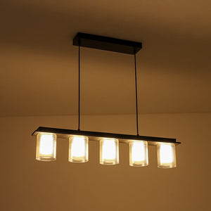 LightFixturesUSA - Dimmable LED Ribbed Glass Shade Kitchen Island Chandelier - Chandelier - 35 in - 