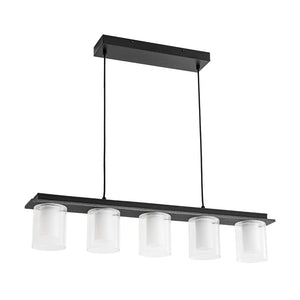 LightFixturesUSA - Dimmable LED Ribbed Glass Shade Kitchen Island Chandelier - Chandelier - 35 in - 