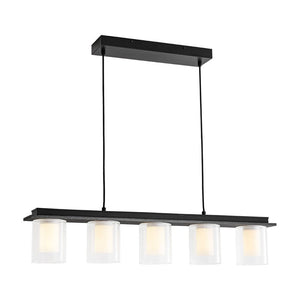 LightFixturesUSA - Dimmable LED Ribbed Glass Shade Kitchen Island Chandelier - Chandelier - 35 in - 