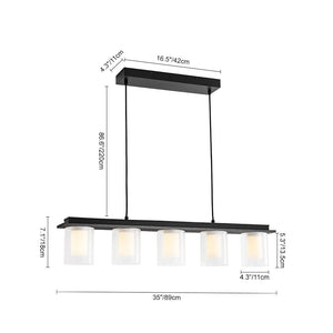 LightFixturesUSA - Dimmable LED Ribbed Glass Shade Kitchen Island Chandelier - Chandelier - 35 in - 