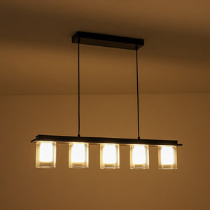 LightFixturesUSA - Dimmable LED Ribbed Glass Shade Kitchen Island Chandelier - Chandelier - 35 in - 