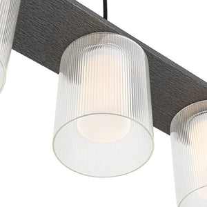 LightFixturesUSA - Dimmable LED Ribbed Glass Shade Kitchen Island Chandelier - Chandelier - 35 in - 