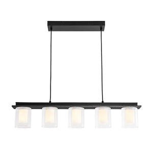 LightFixturesUSA - Dimmable LED Ribbed Glass Shade Kitchen Island Chandelier - Chandelier - 35 in - 