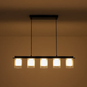 LightFixturesUSA - Dimmable LED Ribbed Glass Shade Kitchen Island Chandelier - Chandelier - 35 in - 