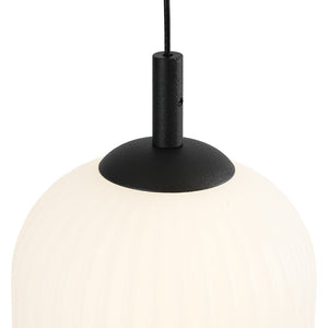 LightFixturesUSA - Dimmable LED Ribbed White Glass 6 - Light Cluster Round Pendant - Pendant Light - 18 in - 