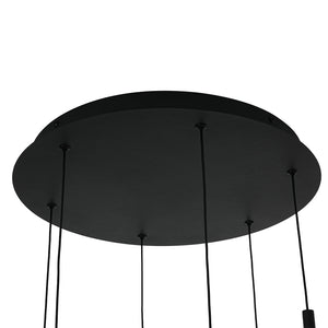 LightFixturesUSA - Dimmable LED Ribbed White Glass 6 - Light Cluster Round Pendant - Pendant Light - 18 in - 