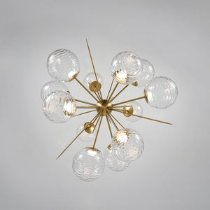 LightFixturesUSA - Dimmable LED Ripple Glass Bubble Sputnik Sunburst Chandelier - Chandelier - Brass - 