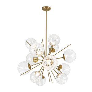 LightFixturesUSA - Dimmable LED Ripple Glass Bubble Sputnik Sunburst Chandelier - Chandelier - Brass - 