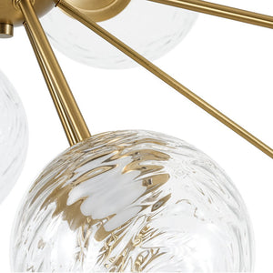 LightFixturesUSA - Dimmable LED Ripple Glass Bubble Sputnik Sunburst Chandelier - Chandelier - Brass - 