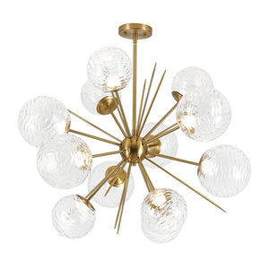 LightFixturesUSA - Dimmable LED Ripple Glass Bubble Sputnik Sunburst Chandelier - Chandelier - Brass - 