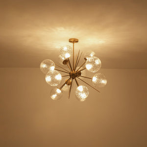 LightFixturesUSA - Dimmable LED Ripple Glass Bubble Sputnik Sunburst Chandelier - Chandelier - Brass - 