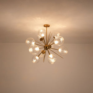 LightFixturesUSA - Dimmable LED Ripple Glass Bubble Sputnik Sunburst Chandelier - Chandelier - Brass - 