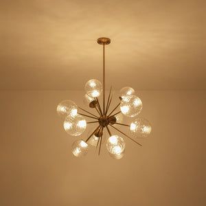 LightFixturesUSA - Dimmable LED Ripple Glass Bubble Sputnik Sunburst Chandelier - Chandelier - Brass - 