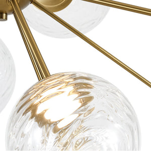 LightFixturesUSA - Dimmable LED Ripple Glass Bubble Sputnik Sunburst Chandelier - Chandelier - Brass - 