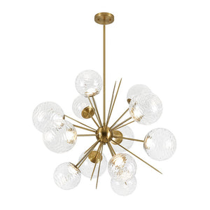 LightFixturesUSA - Dimmable LED Ripple Glass Bubble Sputnik Sunburst Chandelier - Chandelier - Brass - 