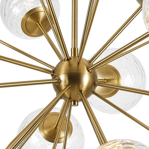 LightFixturesUSA - Dimmable LED Ripple Glass Bubble Sputnik Sunburst Chandelier - Chandelier - Brass - 
