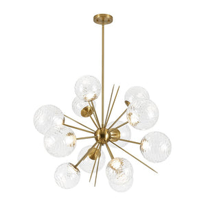 LightFixturesUSA - Dimmable LED Ripple Glass Bubble Sputnik Sunburst Chandelier - Chandelier - Brass - 
