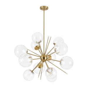 LightFixturesUSA - Dimmable LED Ripple Glass Bubble Sputnik Sunburst Chandelier - Chandelier - Brass - 