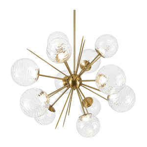 LightFixturesUSA - Dimmable LED Ripple Glass Bubble Sputnik Sunburst Chandelier - Chandelier - Brass - 