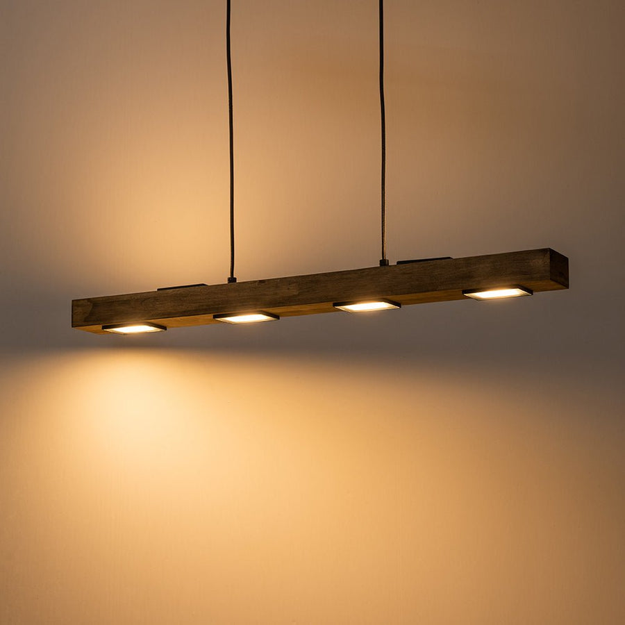 Led Rustik Dimmable LED Rustic Linear Oak Wood Island Pendant | LightFixturesUSA