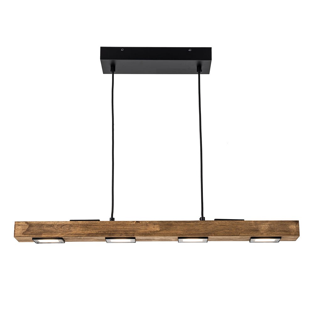 Linear Rustc Dimmable LED Rustic Linear Oak Wood Island Pendant | LightFixturesUSA