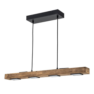 LightFixturesUSA - Dimmable LED Rustic Linear Oak Wood Kitchen Island Pendant - Chandelier - 6 - Lt - 