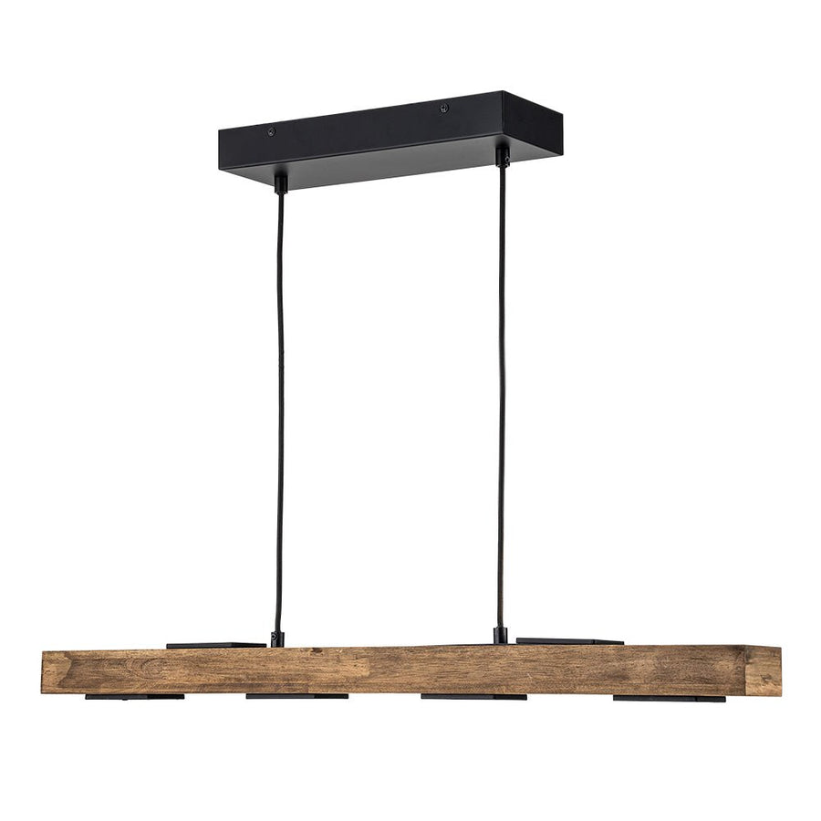 LightFixturesUSA - Dimmable LED Rustic Linear Oak Wood Kitchen Island Pendant - Chandelier - 6 - Lt - 