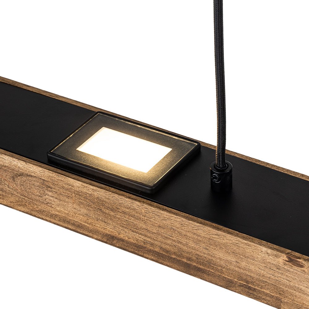 Led Rustik Dimmable LED Rustic Linear Oak Wood Island Pendant | LightFixturesUSA