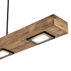 LightFixturesUSA - Dimmable LED Rustic Linear Oak Wood Kitchen Island Pendant - Chandelier - 8 - Lt - 