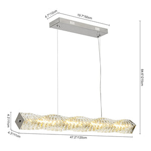 LightFixturesUSA - Dimmable LED Twisted Crystal Linear Island Chandelier - Chandelier - Chrome - 