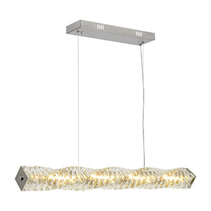LightFixturesUSA - Dimmable LED Twisted Crystal Linear Island Chandelier - Chandelier - Chrome - 