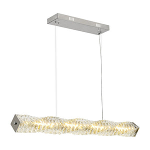 LightFixturesUSA - Dimmable LED Twisted Crystal Linear Island Chandelier - Chandelier - Chrome - 