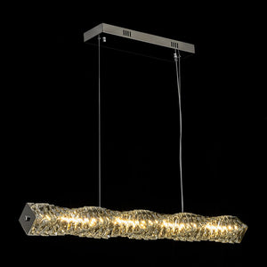 LightFixturesUSA - Dimmable LED Twisted Crystal Linear Island Chandelier - Chandelier - Chrome - 