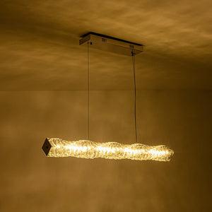 LightFixturesUSA - Dimmable LED Twisted Crystal Linear Island Chandelier - Chandelier - Chrome - 