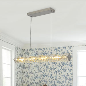LightFixturesUSA - Dimmable LED Twisted Crystal Linear Island Chandelier - Chandelier - Chrome - 