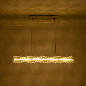 LightFixturesUSA - Dimmable LED Twisted Crystal Linear Island Chandelier - Chandelier - Chrome - 