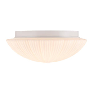 LightFixturesUSA - Dimmable LED White Ribbed Glass Scalloped Ceiling Light - Ceiling Light - 13 in - 