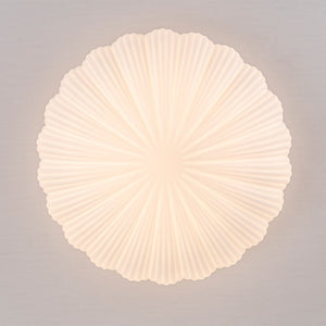 LightFixturesUSA - Dimmable LED White Ribbed Glass Scalloped Ceiling Light - Ceiling Light - 13 in - 