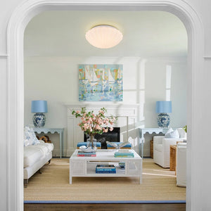 LightFixturesUSA - Dimmable LED White Ribbed Glass Scalloped Ceiling Light - Ceiling Light - 13 in - 