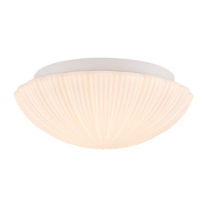 LightFixturesUSA - Dimmable LED White Ribbed Glass Scalloped Ceiling Light - Ceiling Light - 13 in - 