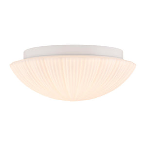 LightFixturesUSA - Dimmable LED White Ribbed Glass Scalloped Ceiling Light - Ceiling Light - 13 in - 