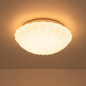 LightFixturesUSA - Dimmable LED White Ribbed Glass Scalloped Ceiling Light - Ceiling Light - 13 in - 