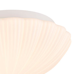 LightFixturesUSA - Dimmable LED White Ribbed Glass Scalloped Ceiling Light - Ceiling Light - 13 in - 