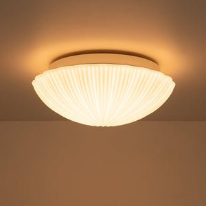 LightFixturesUSA - Dimmable LED White Ribbed Glass Scalloped Ceiling Light - Ceiling Light - 13 in - 