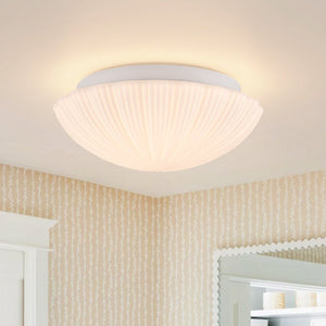 LightFixturesUSA - Dimmable LED White Ribbed Glass Scalloped Ceiling Light - Ceiling Light - 13 in - 