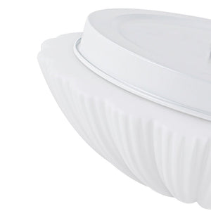 LightFixturesUSA - Dimmable LED White Ribbed Glass Scalloped Ceiling Light - Ceiling Light - 13 in - 