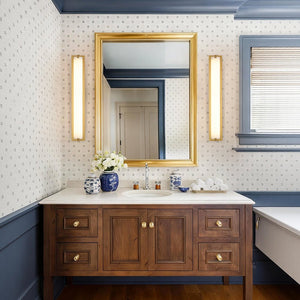 LightFixturesUSA - Dimmable LED Wide Linear Frosted Glass Tube Vanity Wall Lamp - Wall Sconce - Brass - 2 Packs - 