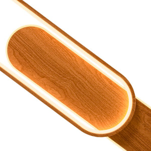 LightFixturesUSA - Dimmable LED Wood Linear Oval Semi Flush Adjustable Spotlight - Ceiling Light - Oak + 1 Spotlight - 