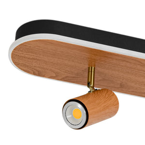 LightFixturesUSA - Dimmable LED Wood Linear Oval Semi Flush Adjustable Spotlight - Ceiling Light - Oak + 1 Spotlight - 