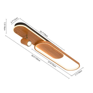 LightFixturesUSA - Dimmable LED Wood Linear Oval Semi Flush Adjustable Spotlight - Ceiling Light - Oak + 1 Spotlight - 